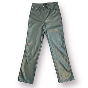 7 for All Mankind Faux Leather Skinny Pants High Waist Dark Gray Small